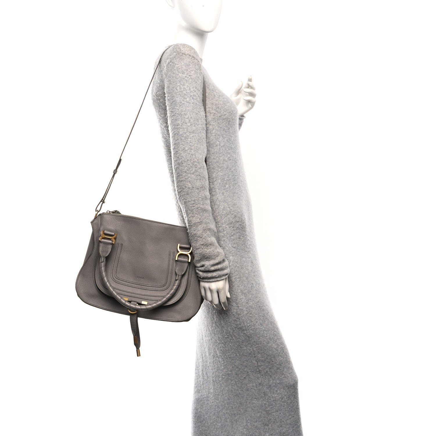 Chloe Calfskin Small Marcie Satchel Cashmere Grey 2 of 10
