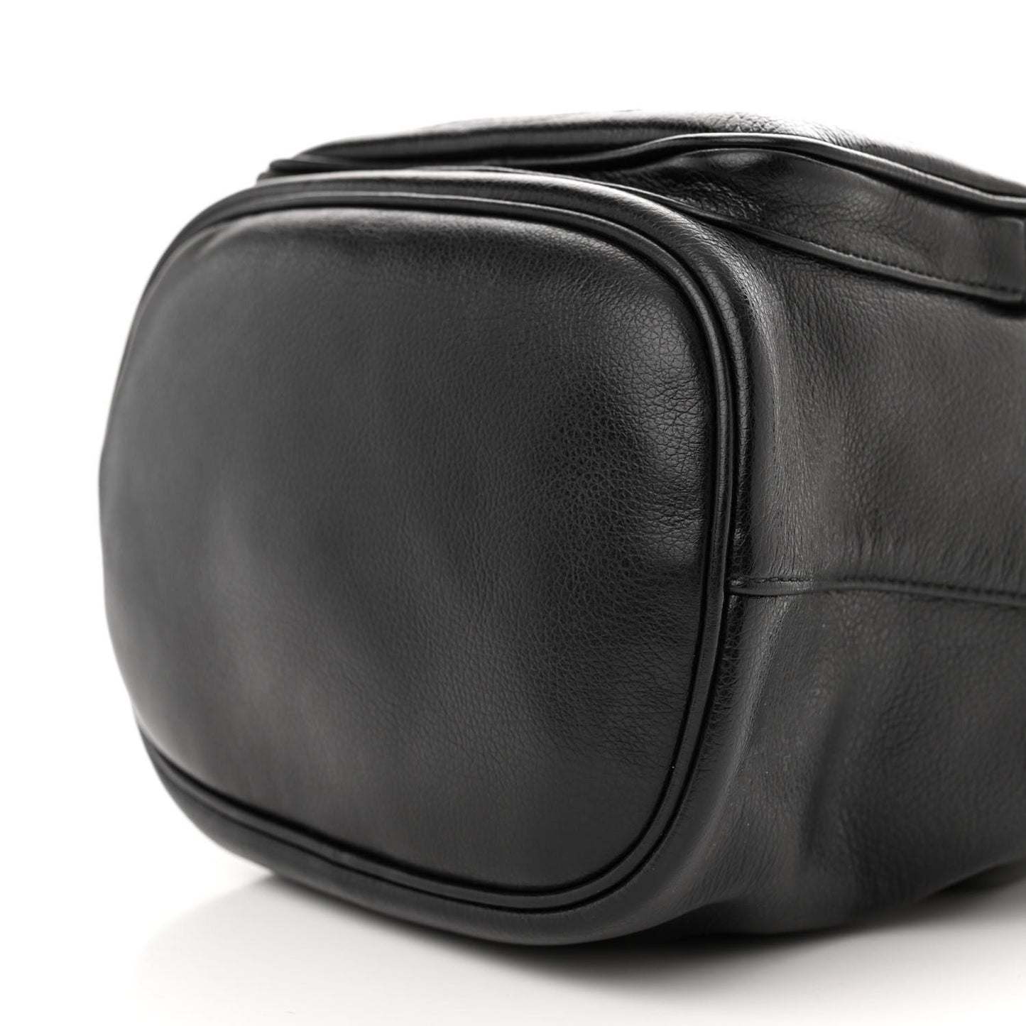 Glace Calfskin Embossed Secchiello Bucket Bag Black