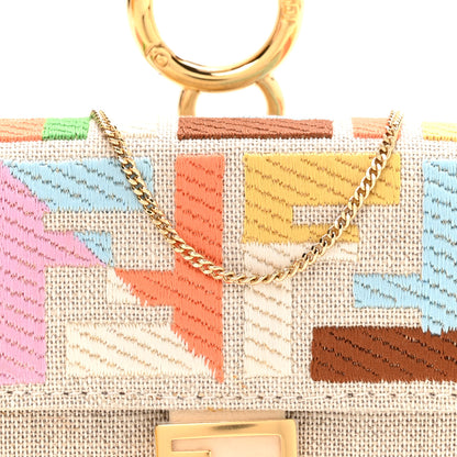 Fendi Kuban Canvas FF Embroidered Nano Baguette Charm Grezzo Multicolor 8 of 11