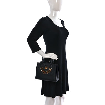 Versace Grained Calfskin Small La Medusa Tote Bag Black 3 of 8