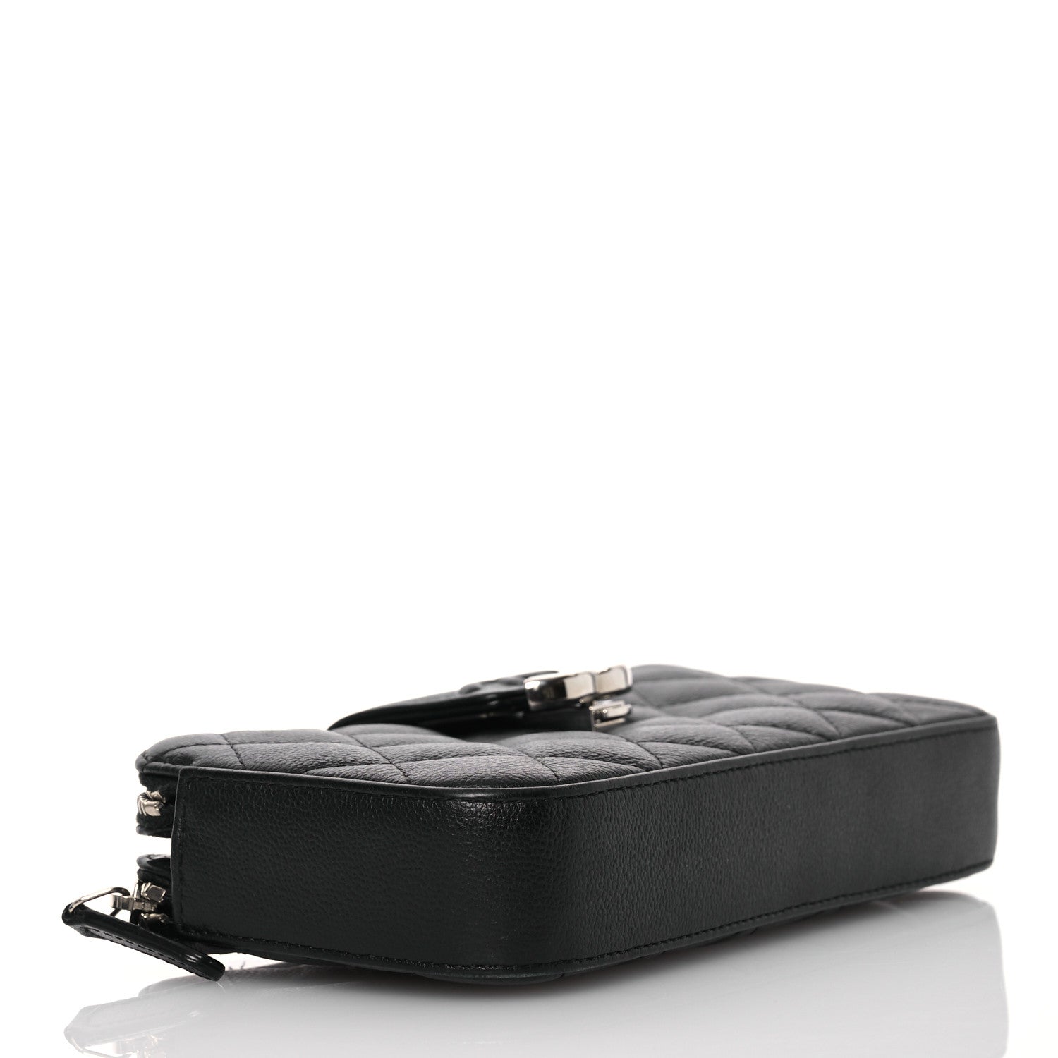 Chanel Goatskin Quilted CC Box Clutch With Chain Black 3 of 16