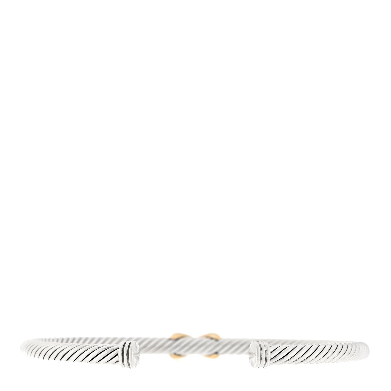 David Yurman Sterling Silver 18K Yellow Gold 4mm X Station Cable Bracelet 2 of 4