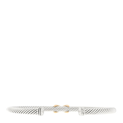 David Yurman Sterling Silver 18K Yellow Gold 4mm X Station Cable Bracelet 2 of 4