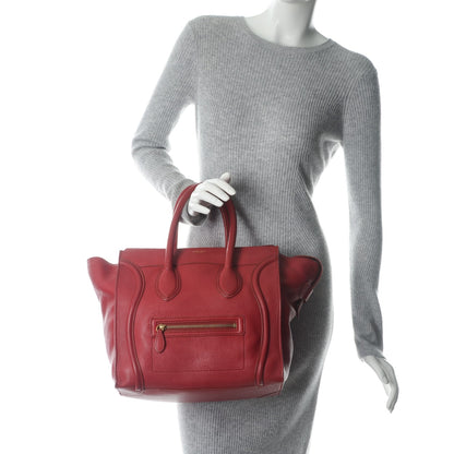 Celine Pebbled Calfskin Mini Luggage Red 2 of 7