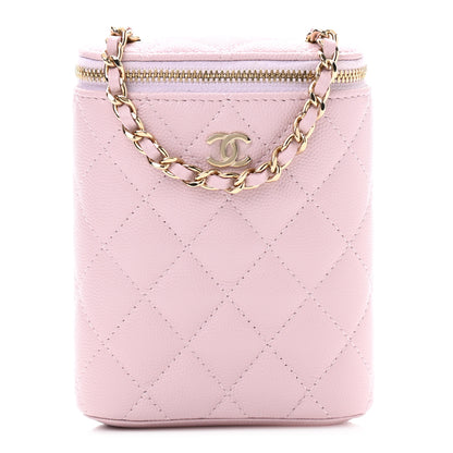 Chanel Caviar Quilted Small Vertical Coco Beauty Vanity Case With Chain Light Pink 1 of 12