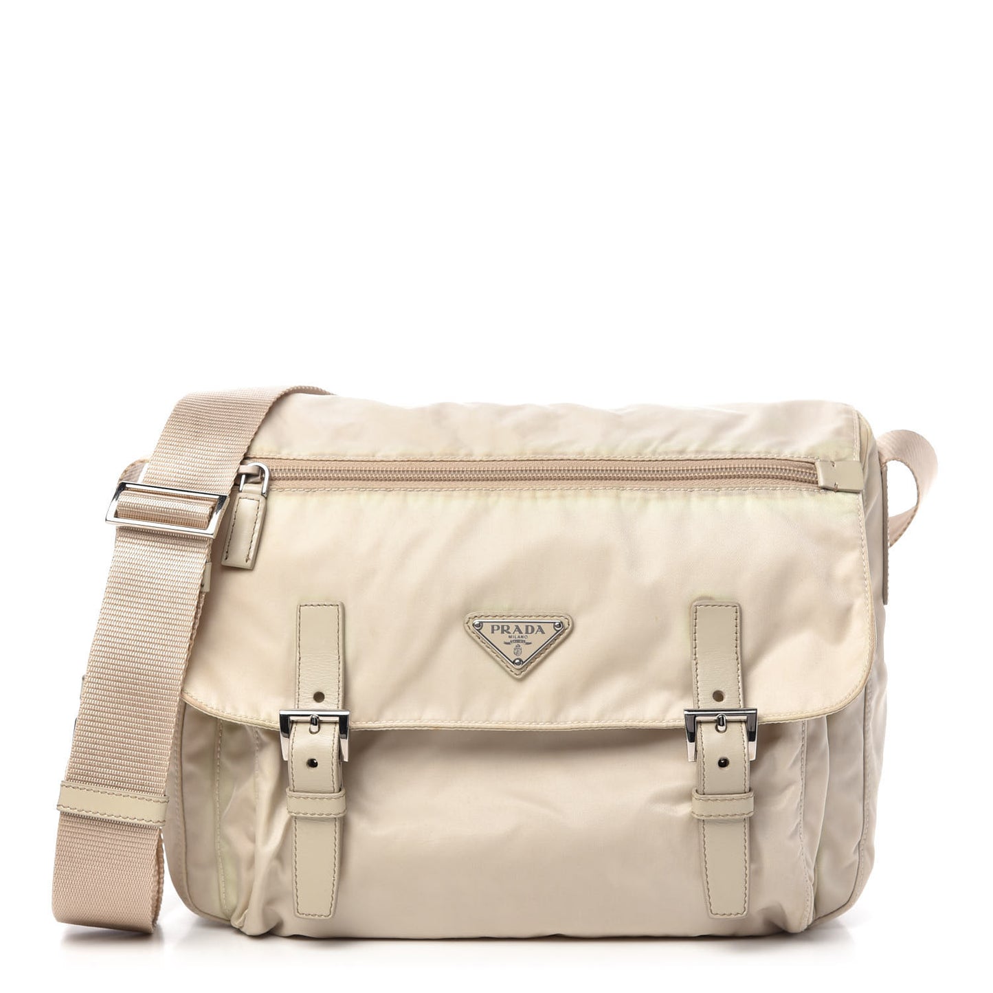 Tessuto Nylon Vela Double Buckle Messenger Bag Sabbia