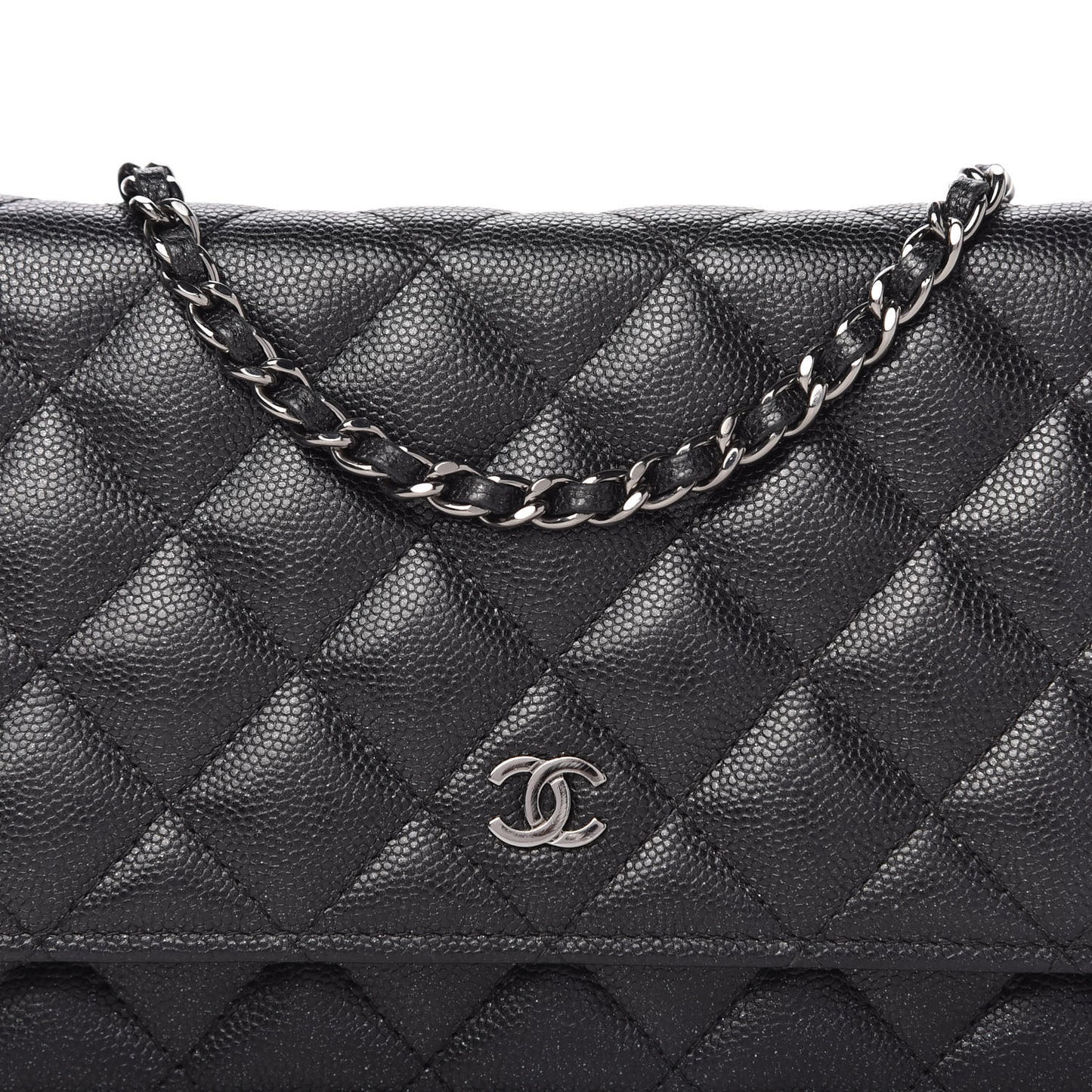 Caviar Quilted Wallet On Chain WOC Black