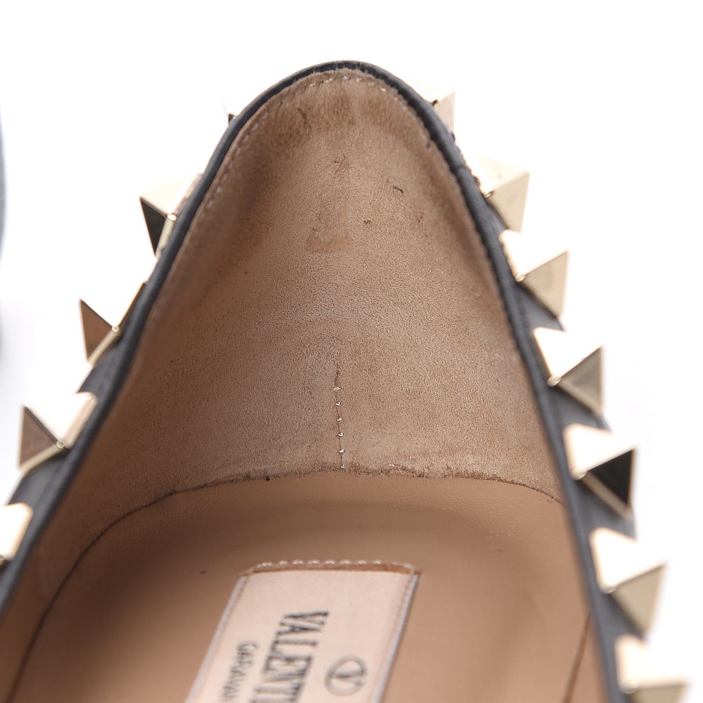 Pebbled Calfskin Rockstud Ballerina Flats 35.5 Black