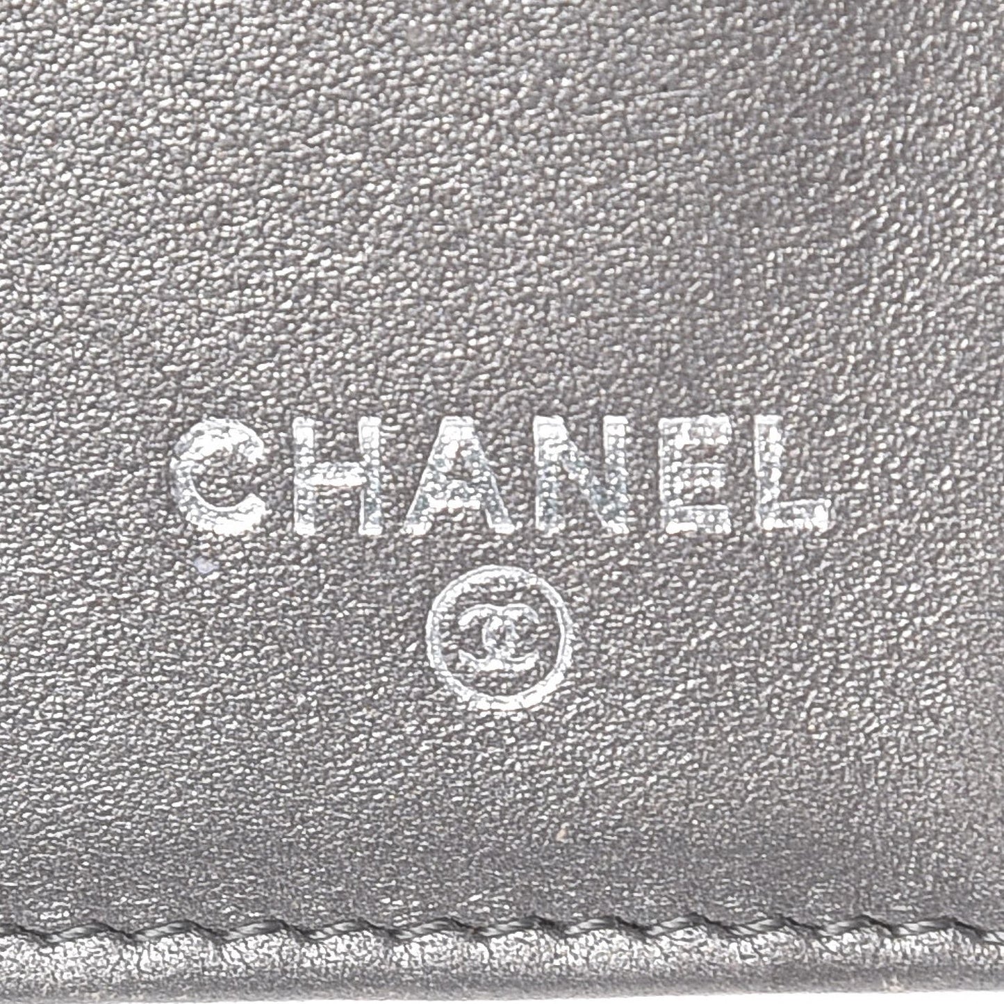 Metallic Caviar Timeless CC Large Gusset Flap Wallet Dark Silver