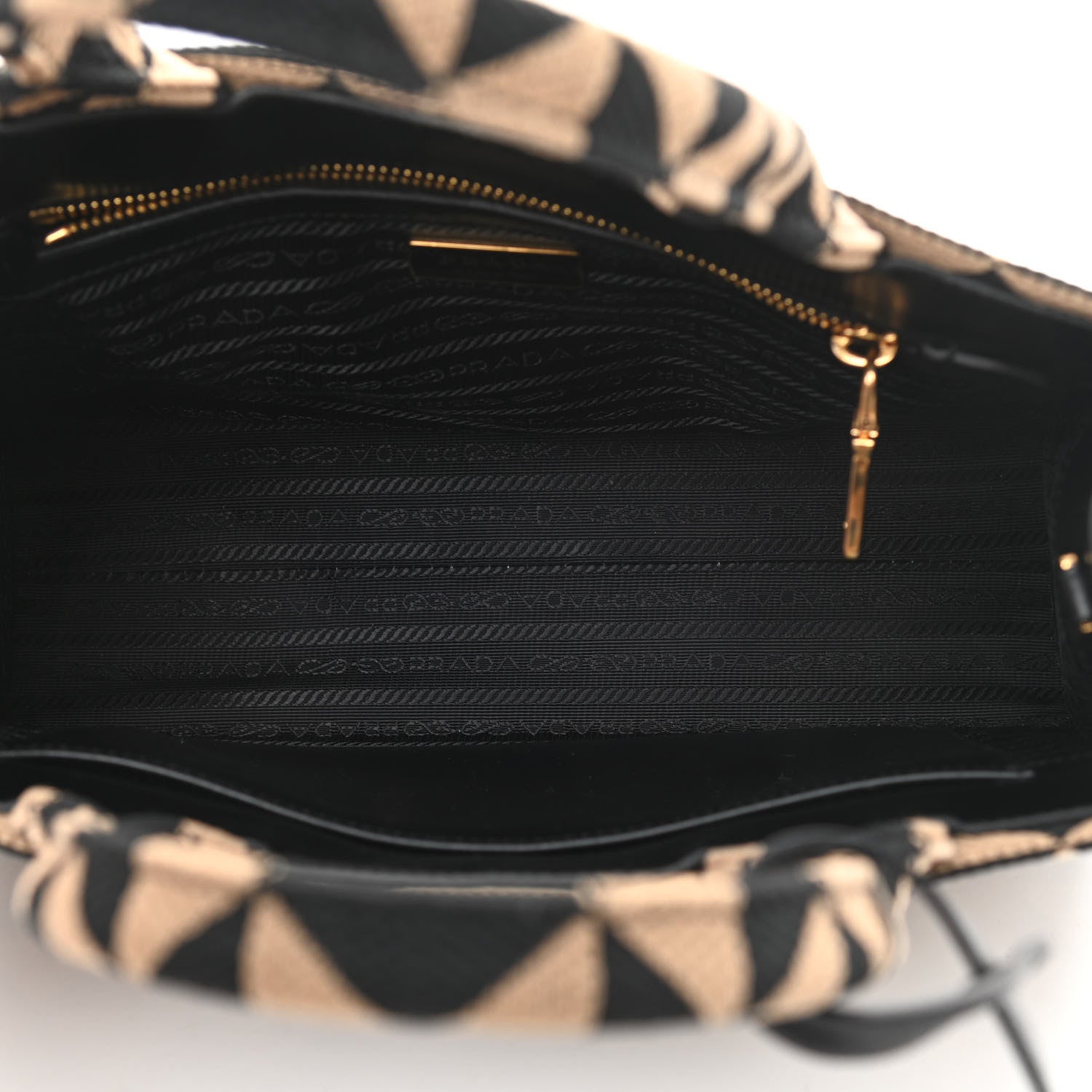 Prada Jacquard Saffiano Triangolo Symbole Embroidered Small Tote Black Corda 5 of 12