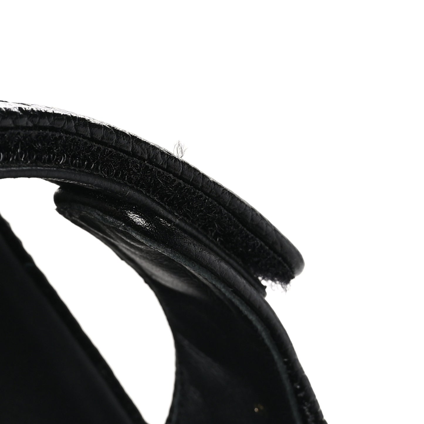 Grained Calfskin Velcro Dad Sandals 39 Black