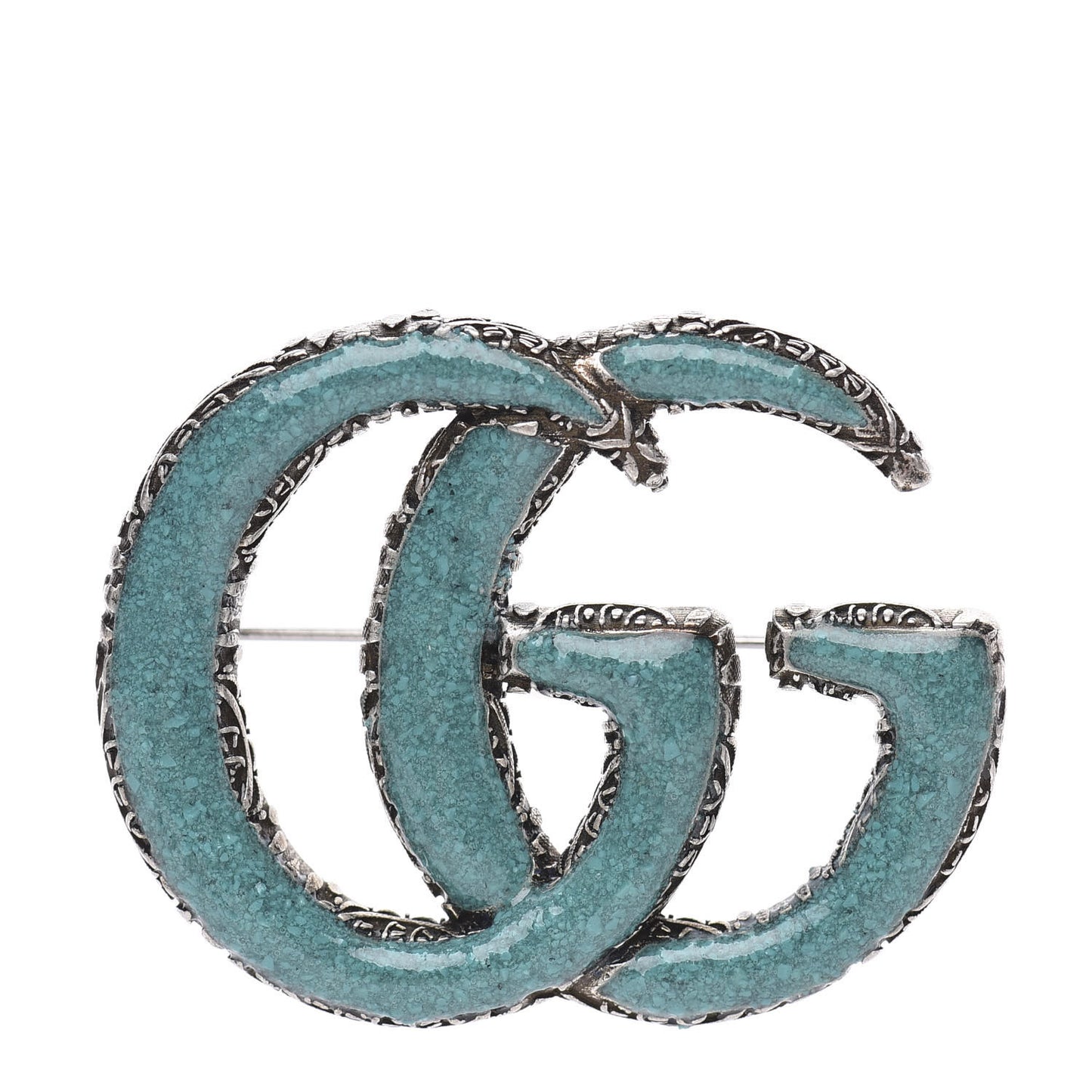 Sterling Silver Enamel GG Brooch Turquoise