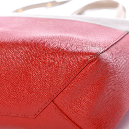 Celine Grained Calfskin Small Vertical Bi-Cabas Beige Red 16 of 17