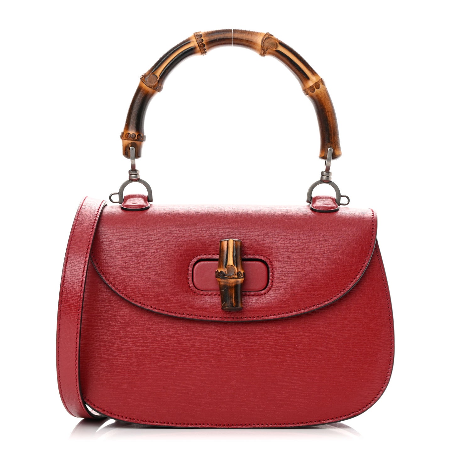 Shangai Calfskin Small Classic Bamboo Top Handle Bag Romantic Cerise
