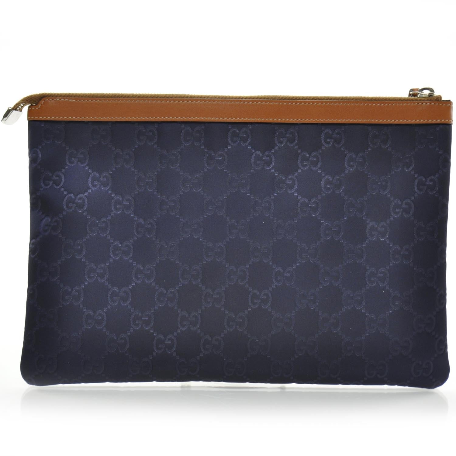Gucci Nylon Monogram Zip Top Pouch Blue 4 of 8