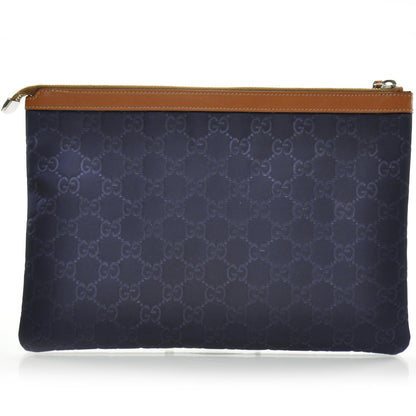 Gucci Nylon Monogram Zip Top Pouch Blue 4 of 8