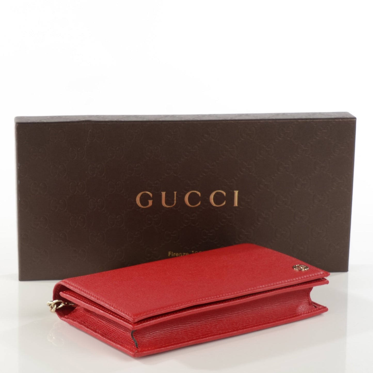 Textured Calfskin Medium Betty Chain Wallet Tabasco Red