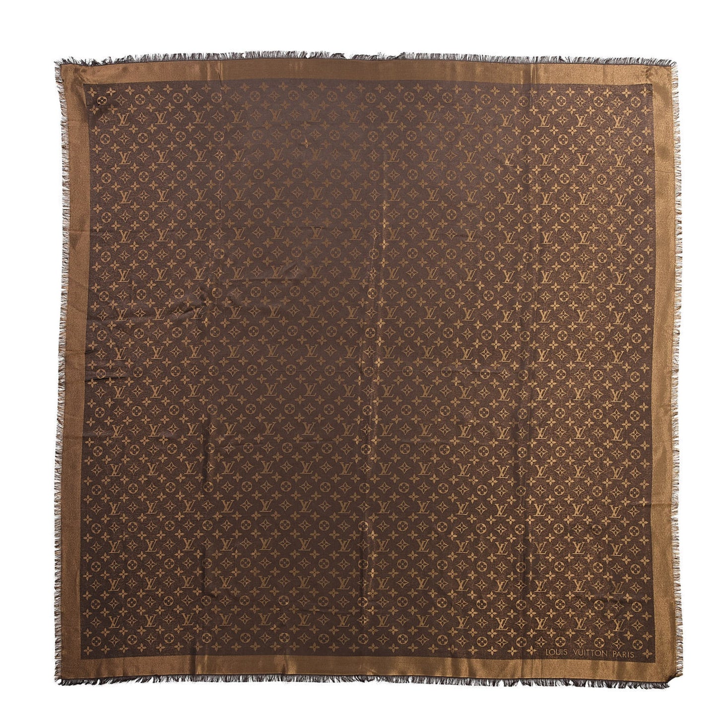 Silk Lurex Wool Monogram Shine Shawl Brown