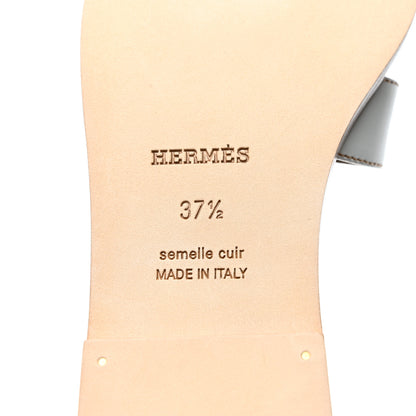 Hermes Box Calfskin Oran Sandals 37.5 White 8 of 9