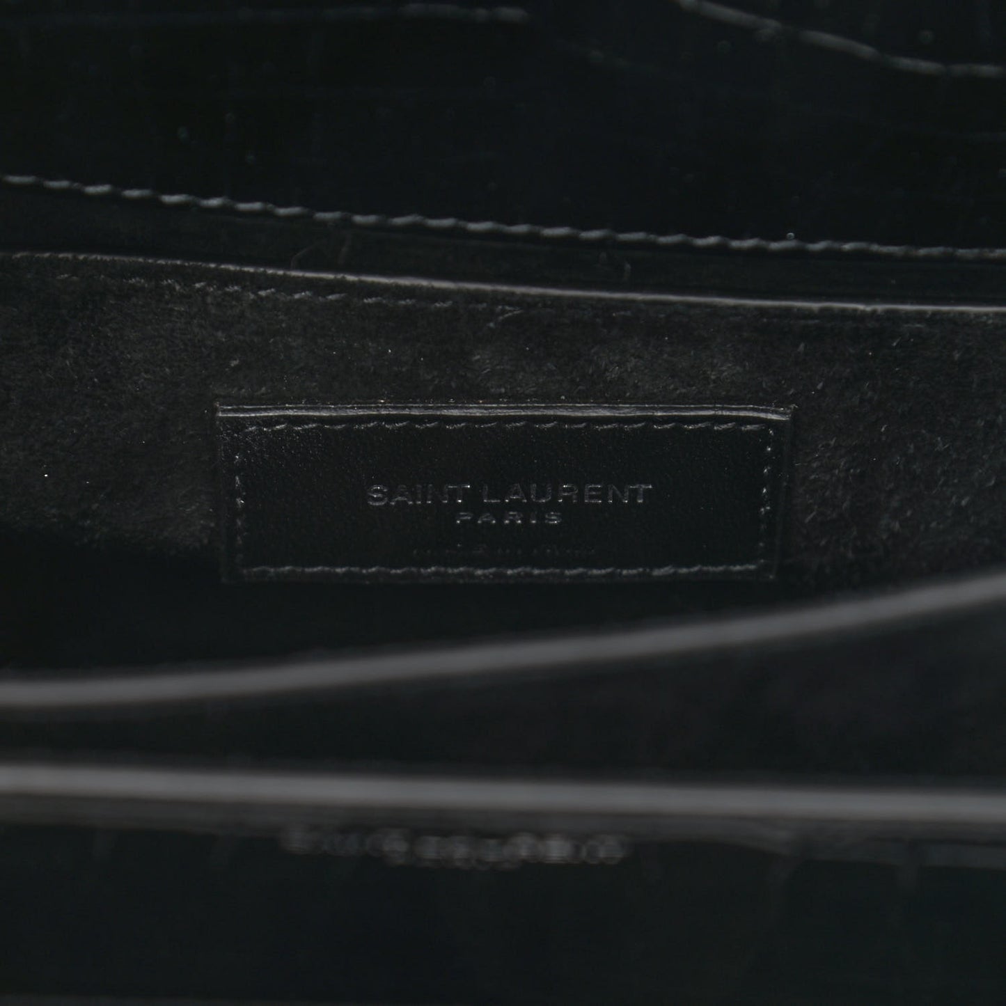 Calfskin Crocodile Embossed Medium Monogram Sunset Black