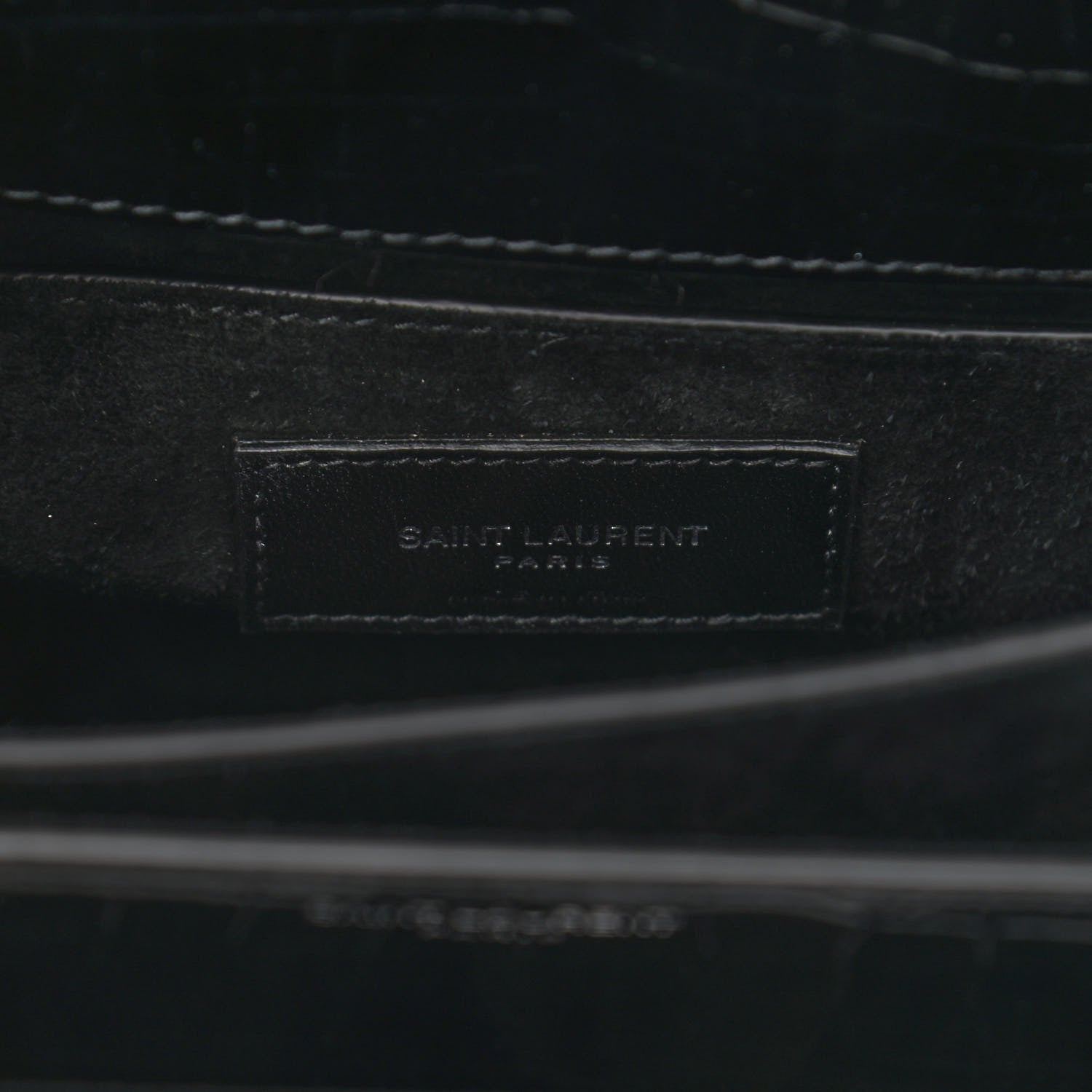 Saint Laurent Calfskin Crocodile Embossed Medium Monogram Sunset Black 7 of 11