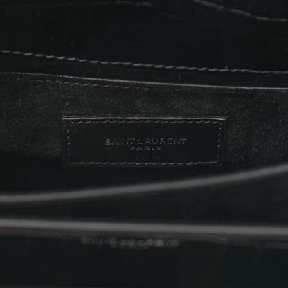 Saint Laurent Calfskin Crocodile Embossed Medium Monogram Sunset Black 7 of 11