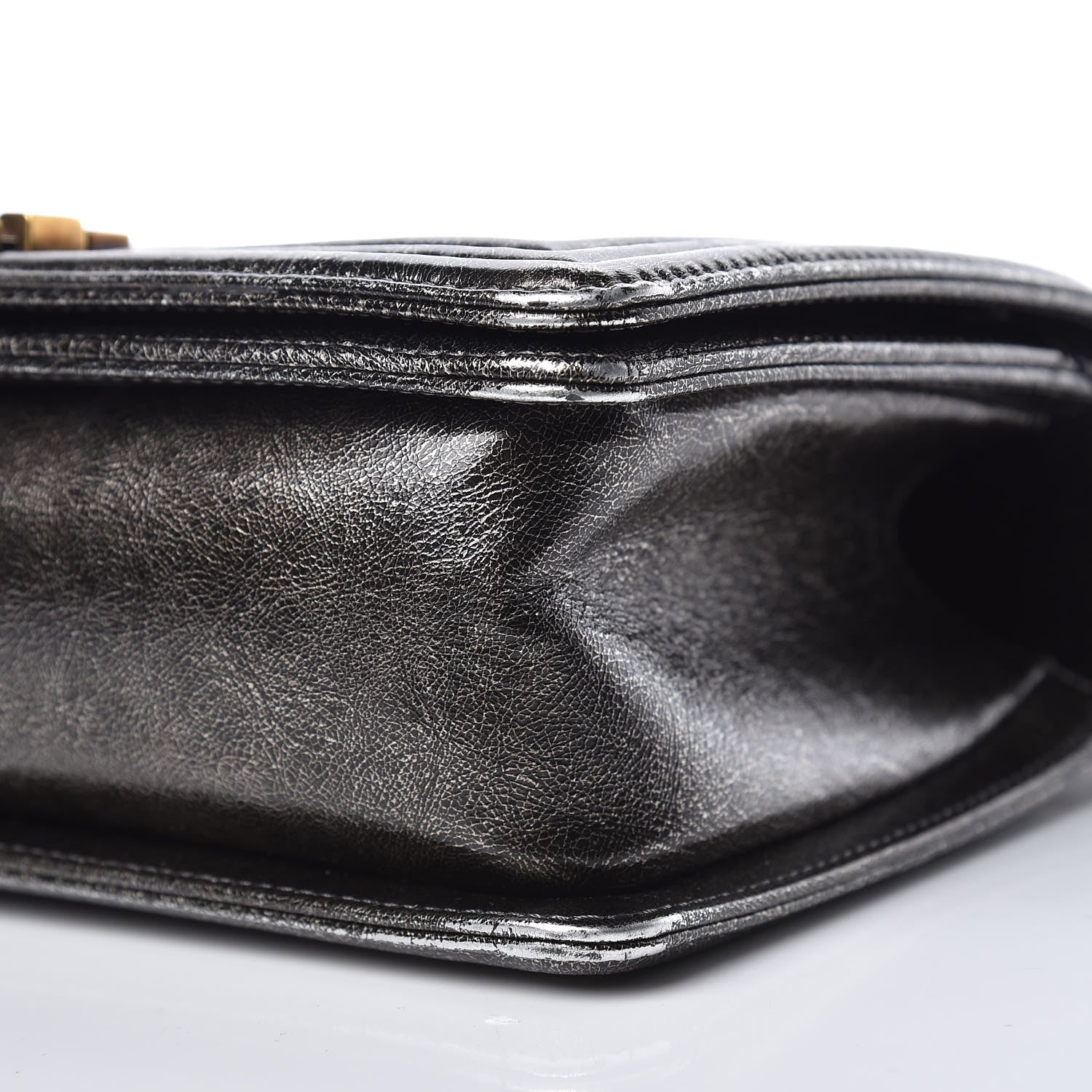 Chanel Cracked Metallic Calfskin Quilted Medium Boy Flap Dark Silver 6 of 10