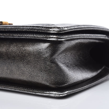 Chanel Cracked Metallic Calfskin Quilted Medium Boy Flap Dark Silver 6 of 10