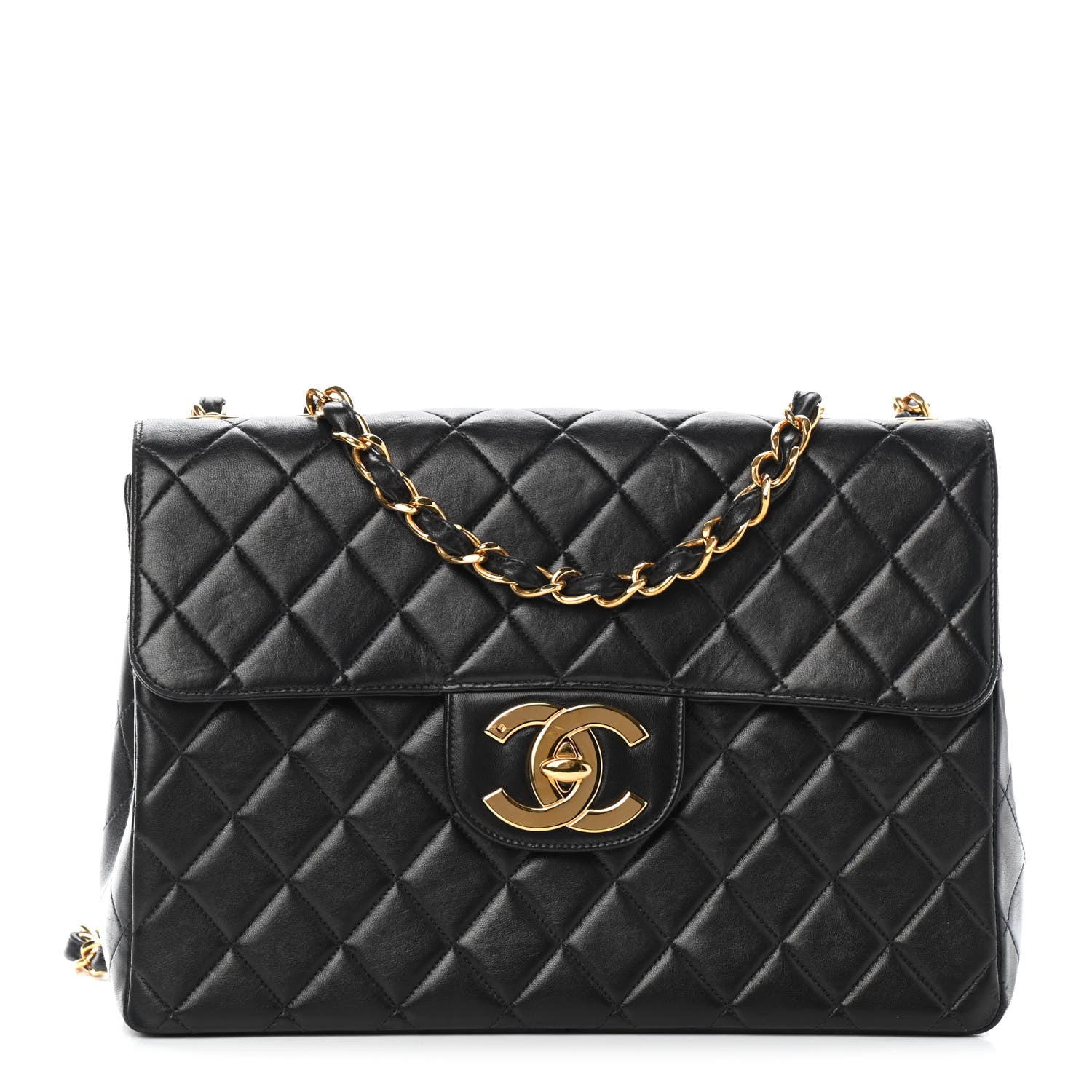 Chanel Lambskin Quilted XL Jumbo Single Flap Black 1 of 5