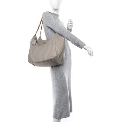 Prada Soft Calf Chain Tote Ghiaccio 2 of 17