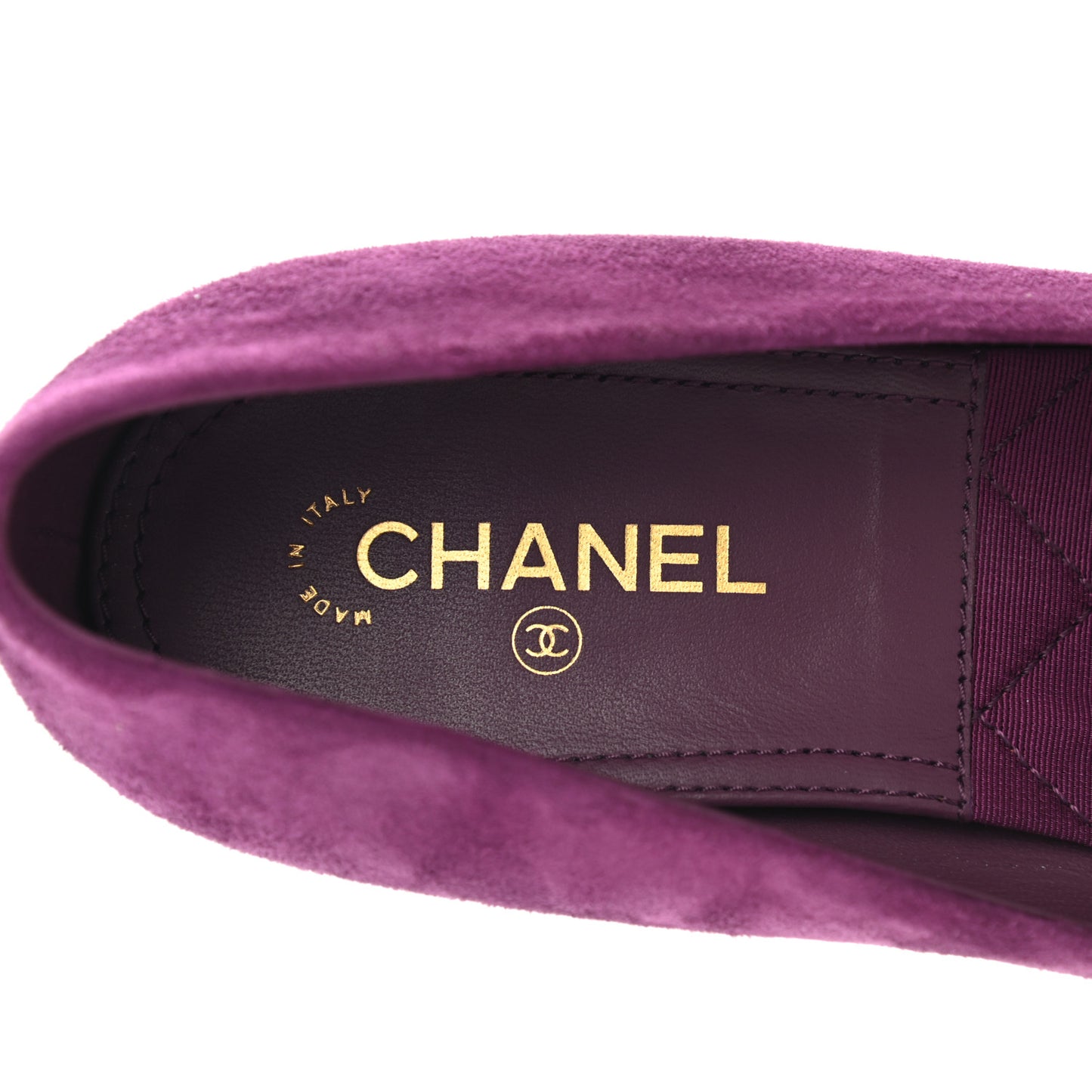 Suede Calfskin Camellia Ballerina Pumps 40 Purple