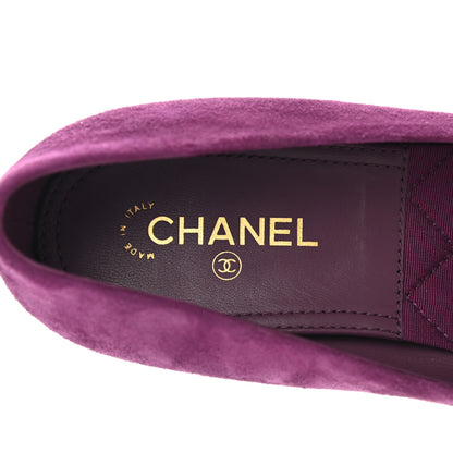 Chanel Suede Calfskin Camellia Ballerina Pumps 40 Purple 7 of 10