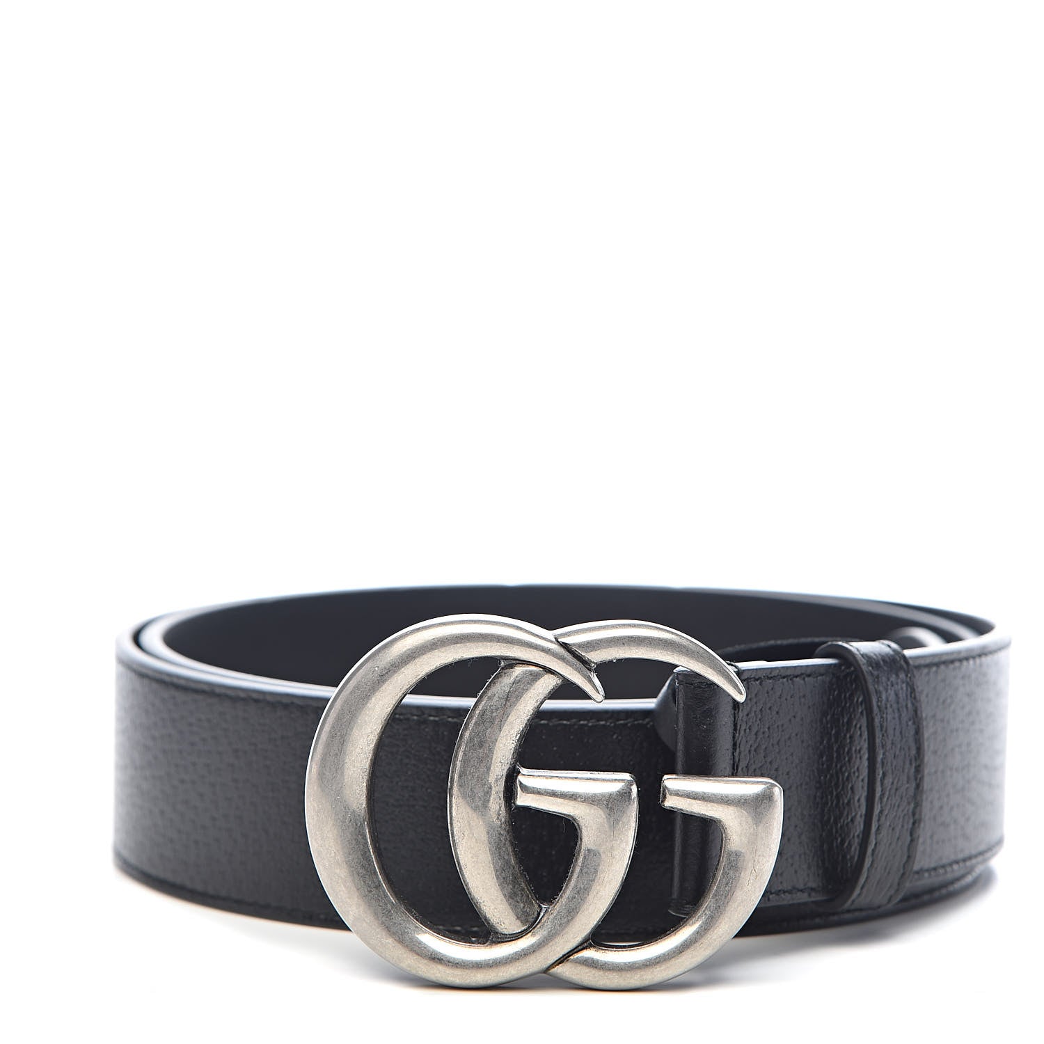 Gucci Textured Dollar Calfskin Nickel Double G 40mm Belt 100 40 Black 1 of 6