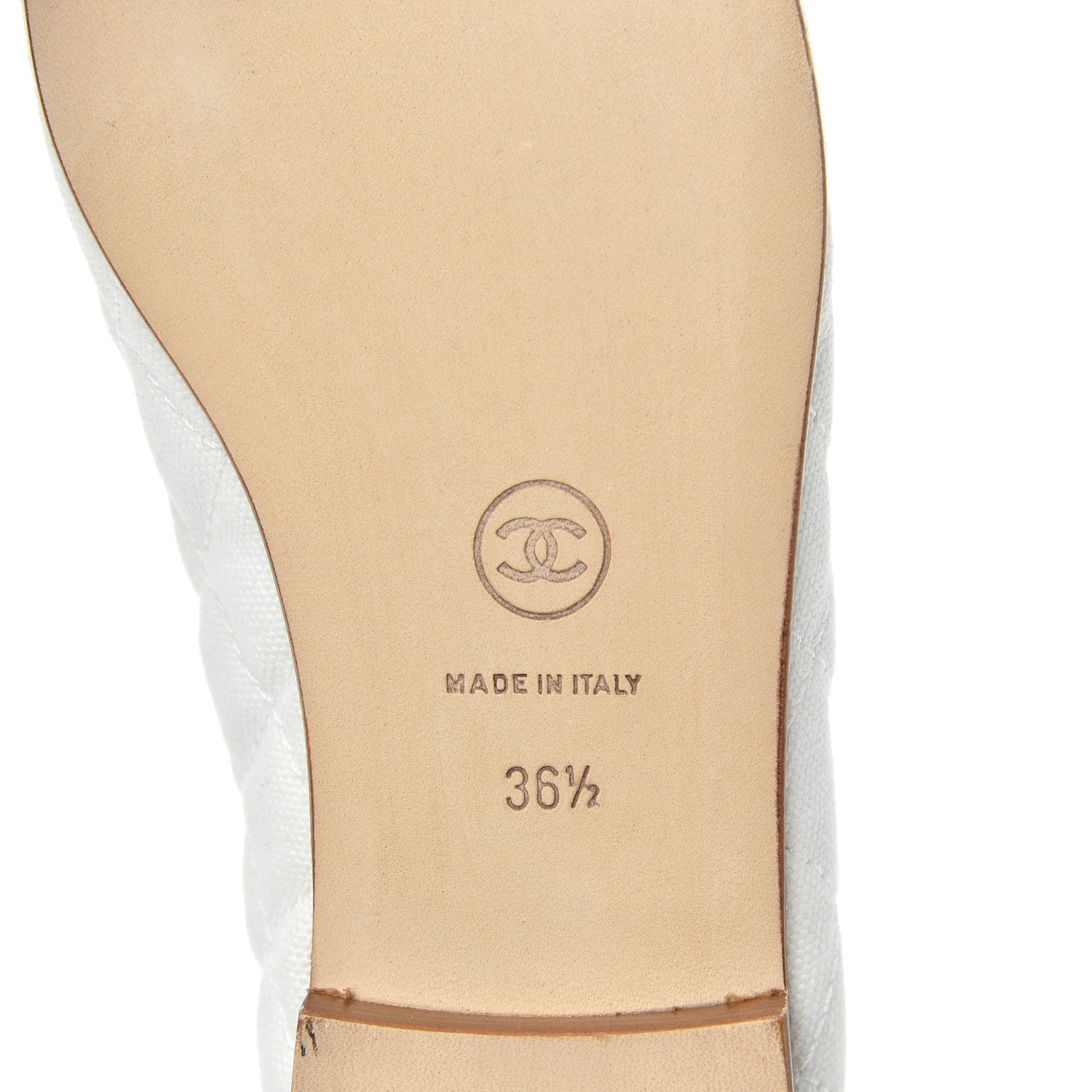 Chanel Canvas Lambskin Quilted CC Cap Toe Ballerina Flats 36.5 White Black 6 of 7
