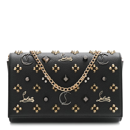 Christian Louboutin Grained Calfskin Spikes Loubinthesky Paloma Wallet On Chain Black Multimetal 2 of 19