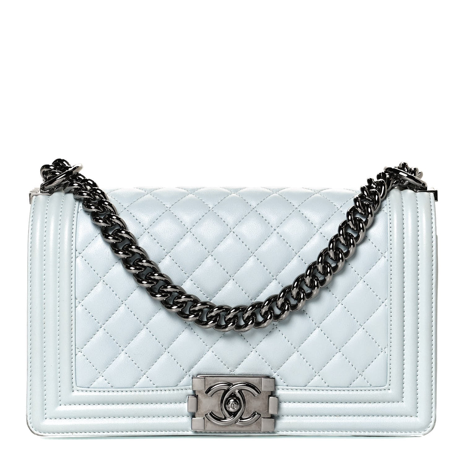Chanel Lambskin Quilted Medium Boy Flap Light Blue 1 of 11