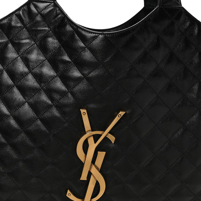 Saint Laurent Lambskin Quilted Maxi Icare Shopping Tote Black 8 of 11