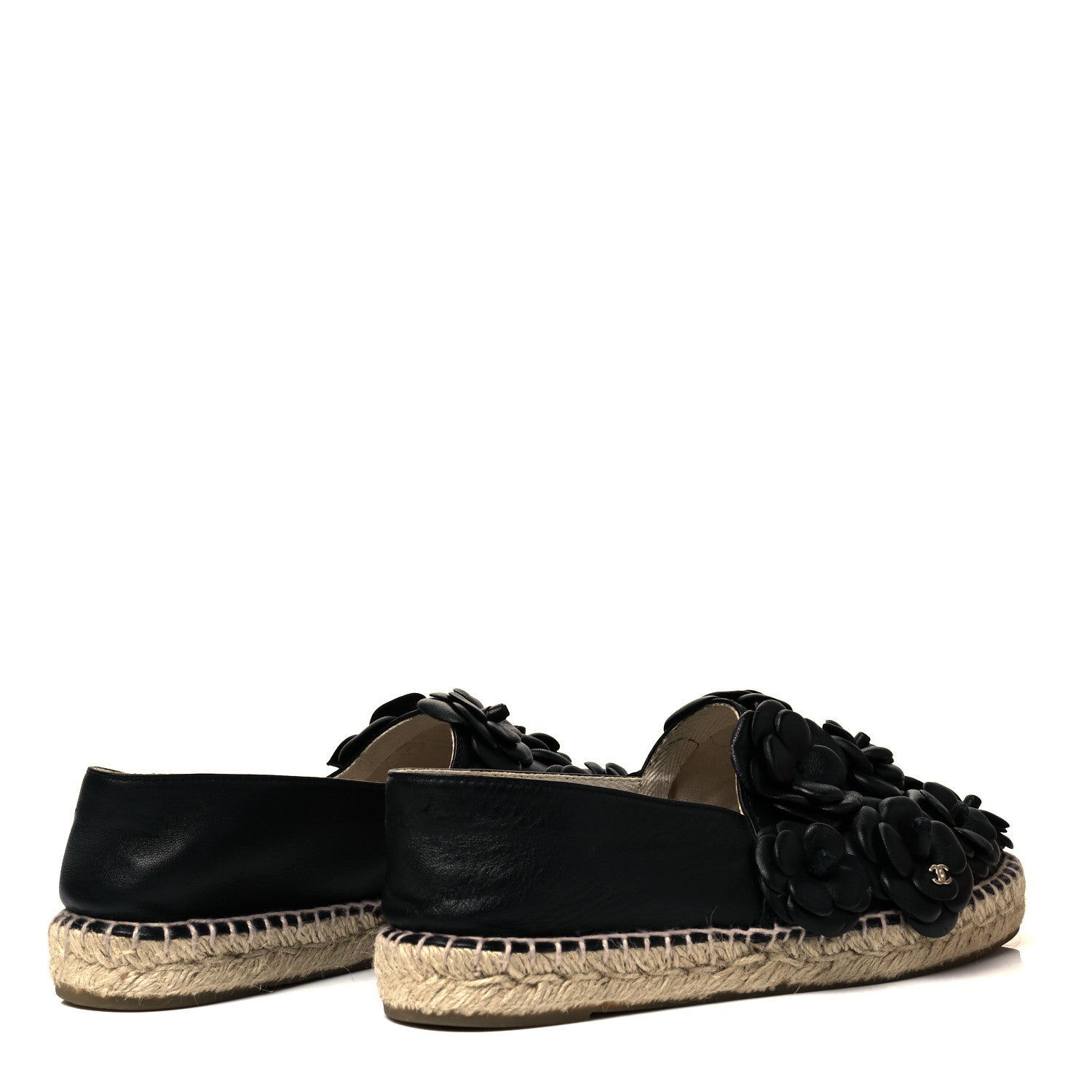 Chanel Lambskin Camellia CC Espadrilles 40 Black 4 of 7