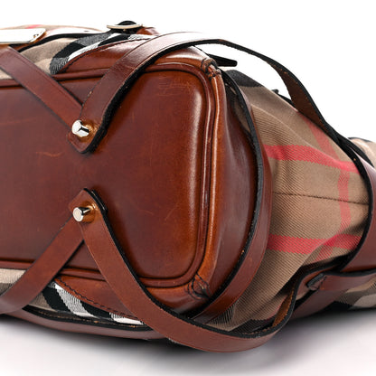 Burberry House Check Bridle Calfskin Medium Gosford Hobo Dark Tan 10 of 13