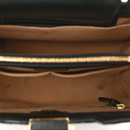 Jimmy Choo Calfskin Logo Embossed Varenne Top Handle Bag Black 6 of 12