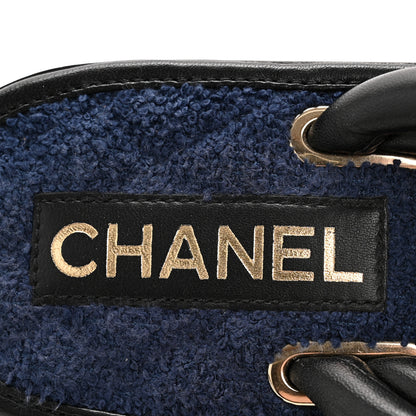 Chanel Lambskin Terry Cloth CC Thong Sandals 38 Black Dark Navy 8 of 8