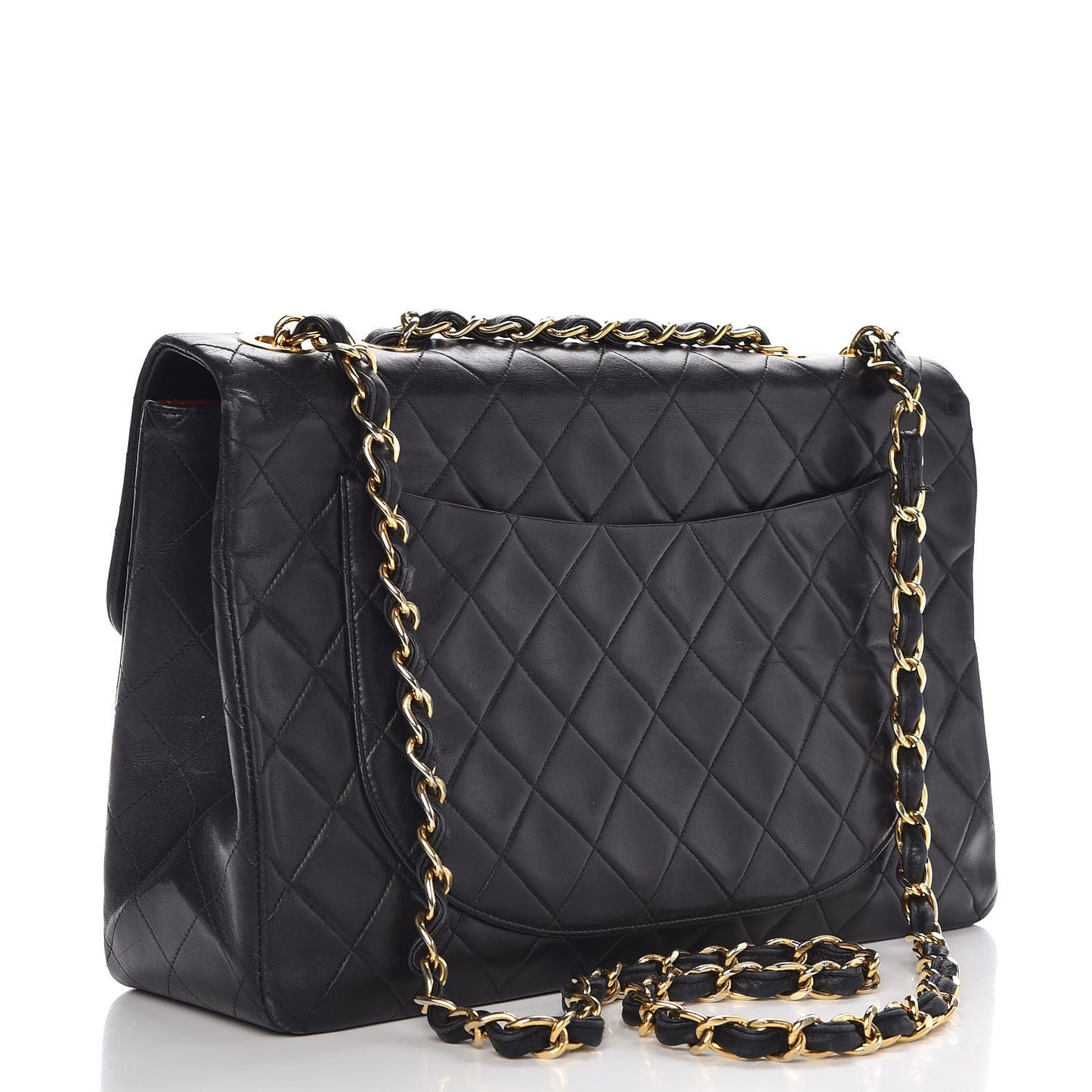 Lambskin Quilted XL Jumbo Single Flap Black