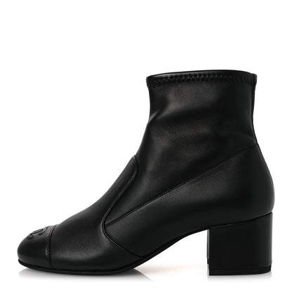 Chanel Stretch Lambskin Cap Toe CC Uniform Short Boots 36 Black 1 of 11