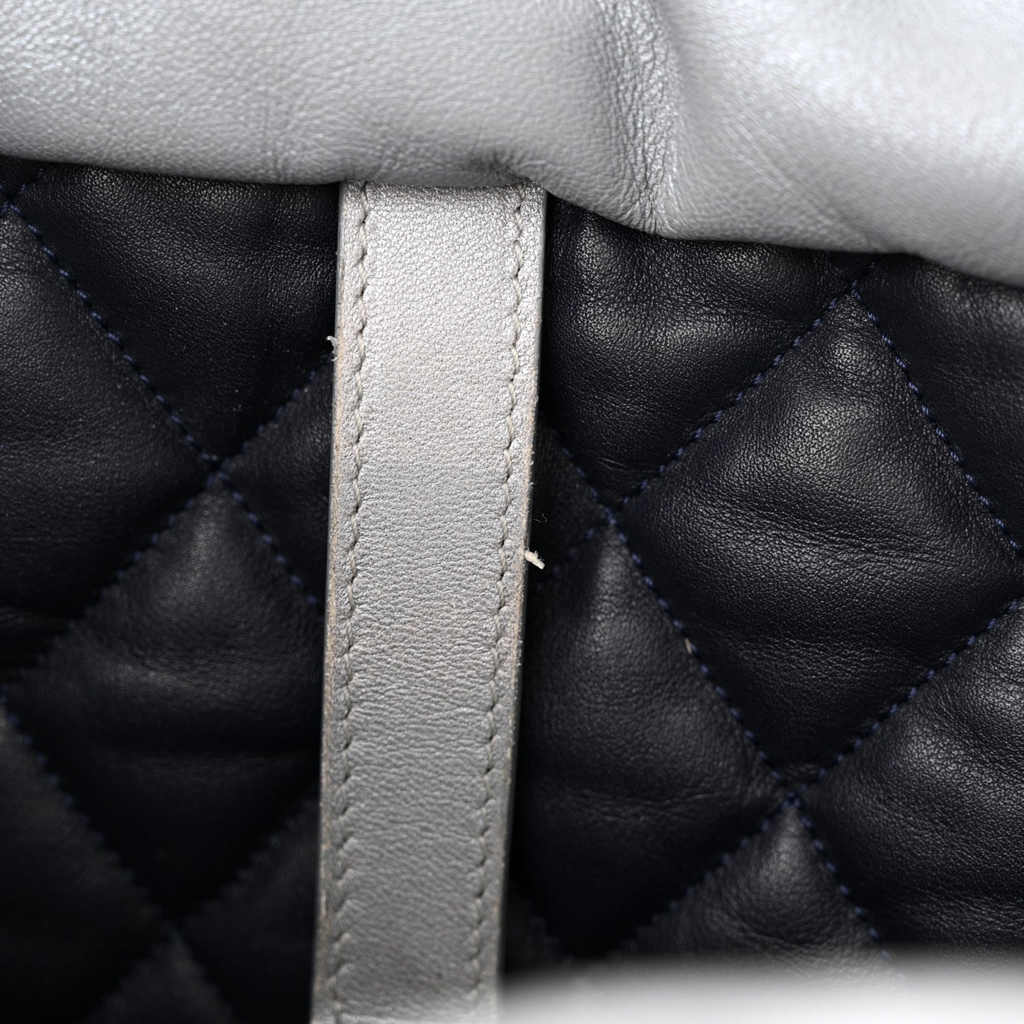 Metallic Lambskin Quilted Small Coco Cocoon Reversible Tote Light Grey