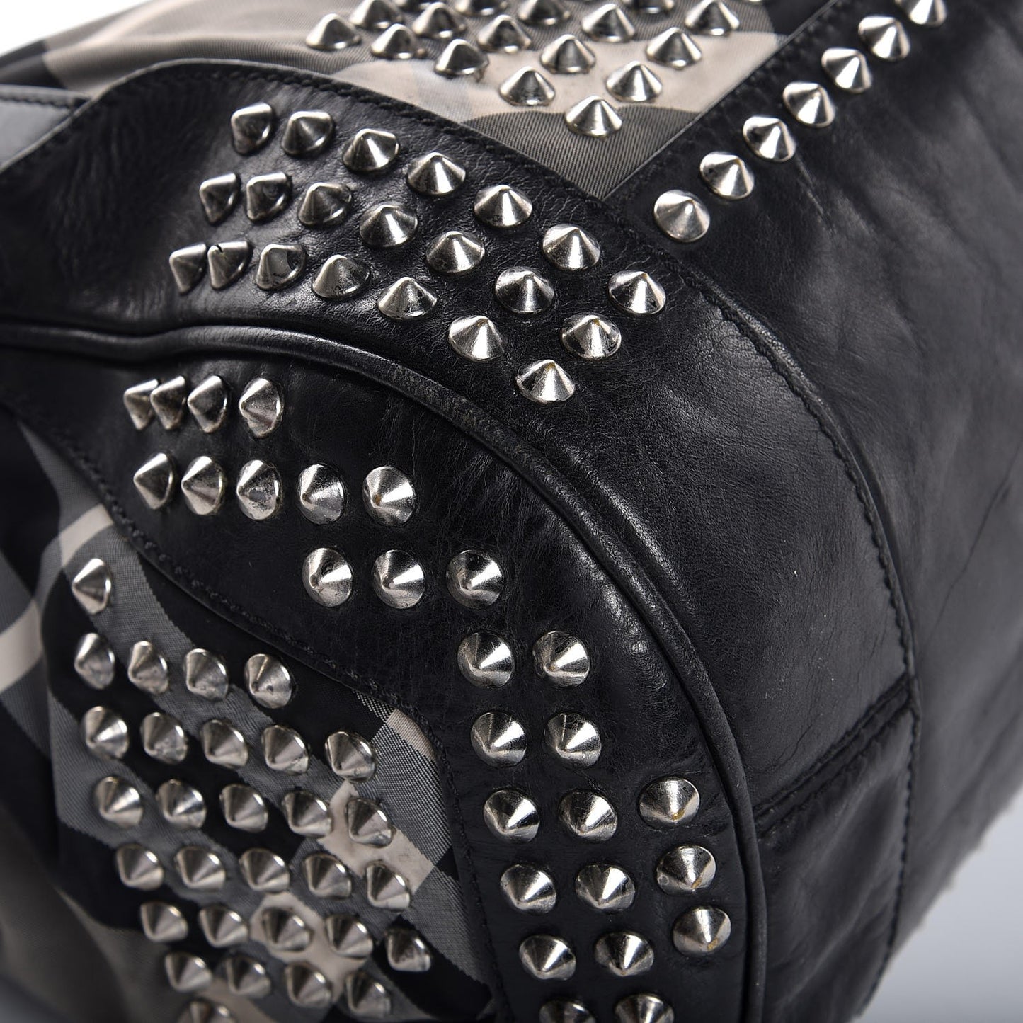 Nylon Beat Check Studded Medium Edenham Satchel Black