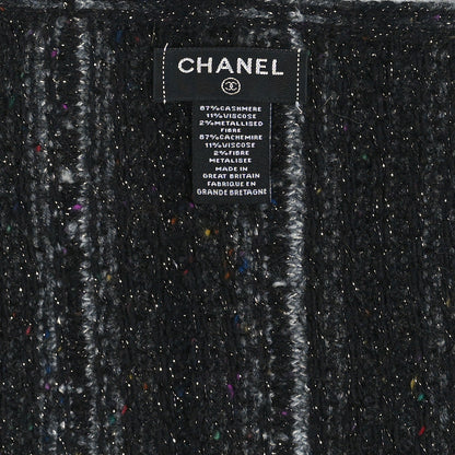 Chanel Cashmere Glitter Woven Scarf Grey White Multicolor 3 of 3