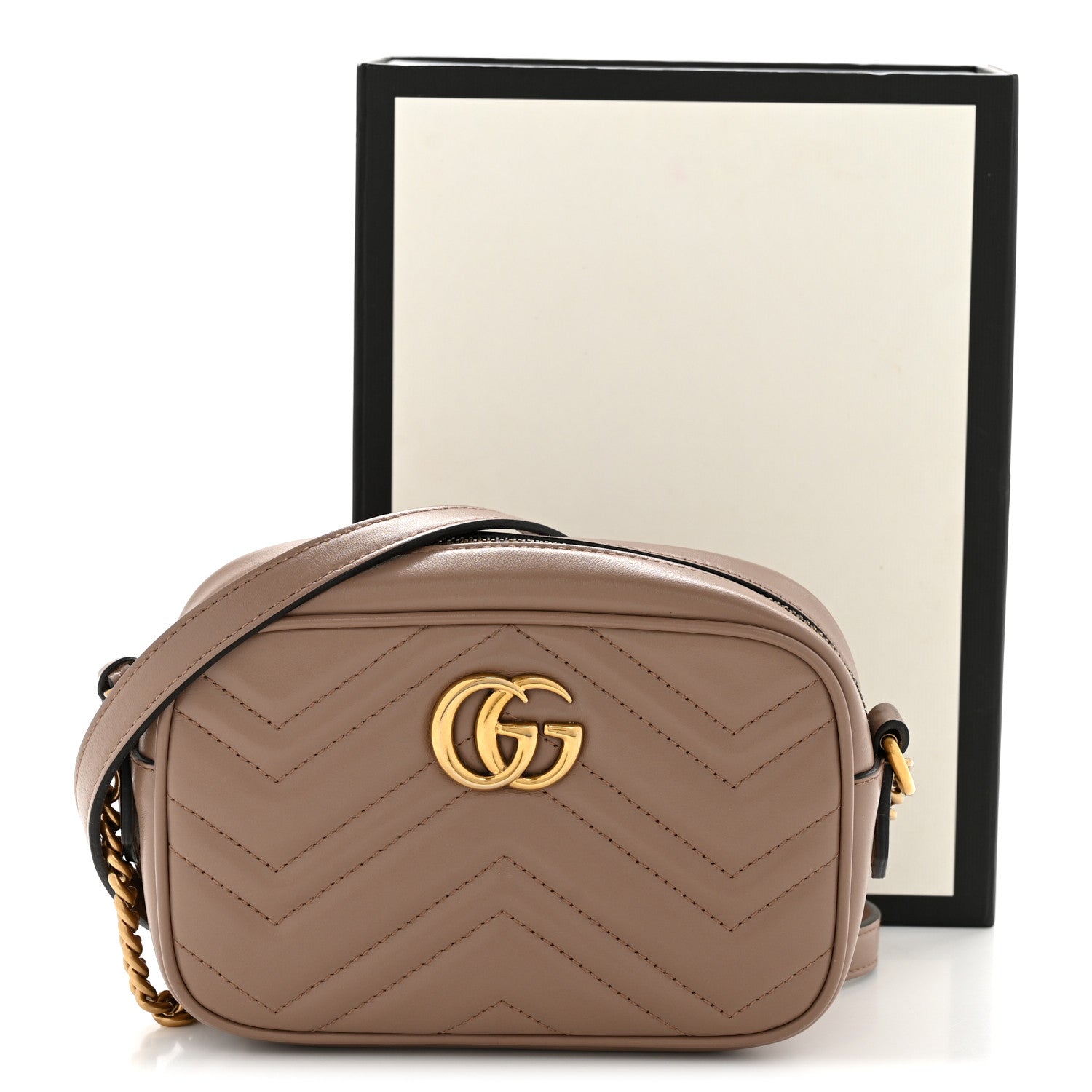 Gucci Calfskin Matelasse Mini GG Marmont Chain Shoulder Bag Porcelain Rose 14 of 14