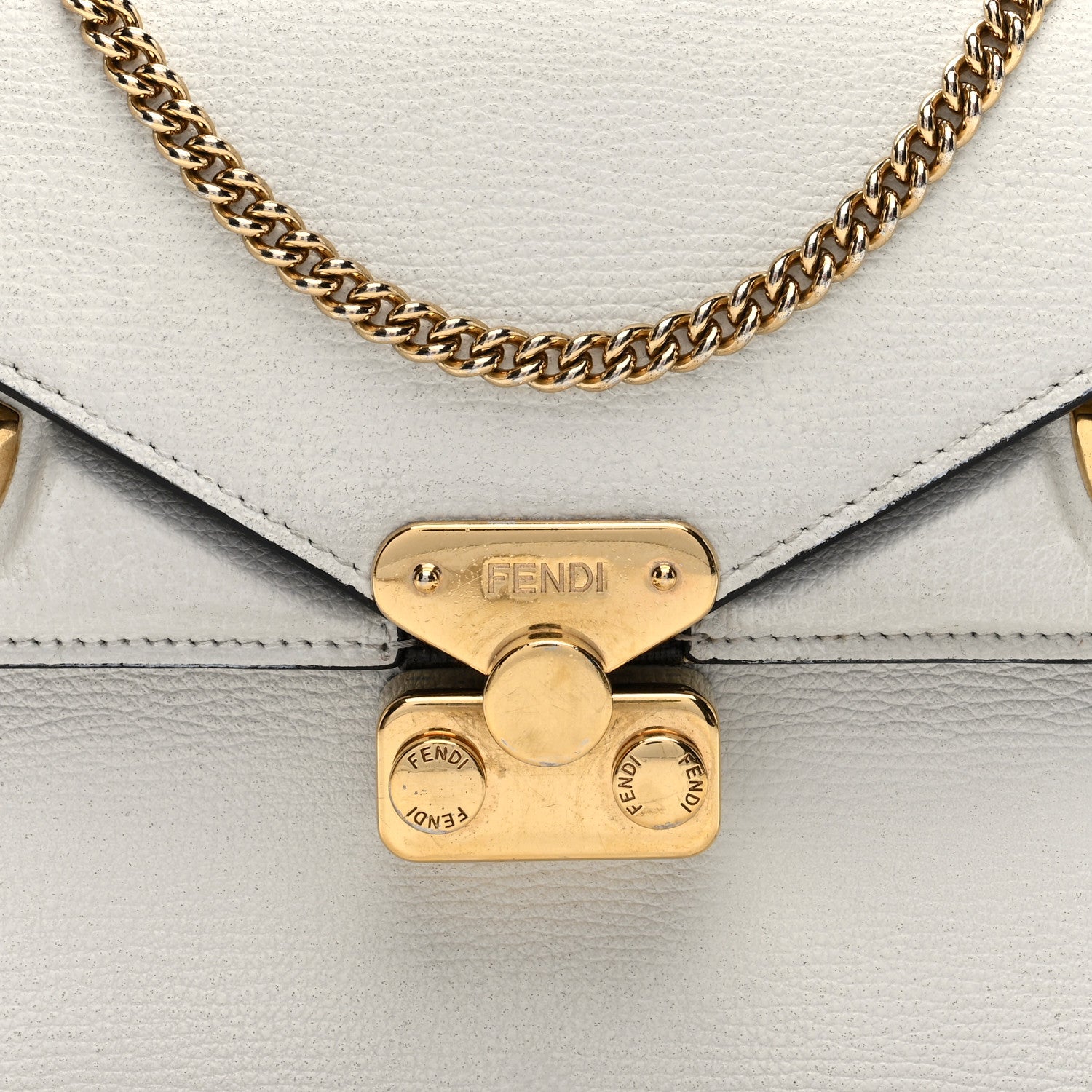 Fendi Vitello Vienna Glazed Fabric FF 1974 Monster Eyes Small Bag Bug Chain Bag Ice Tobacco Moro 8 of 10