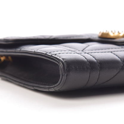 Gucci Calfskin Matelasse Mini Pearly GG Marmont Chain Wallet Black 9 of 10