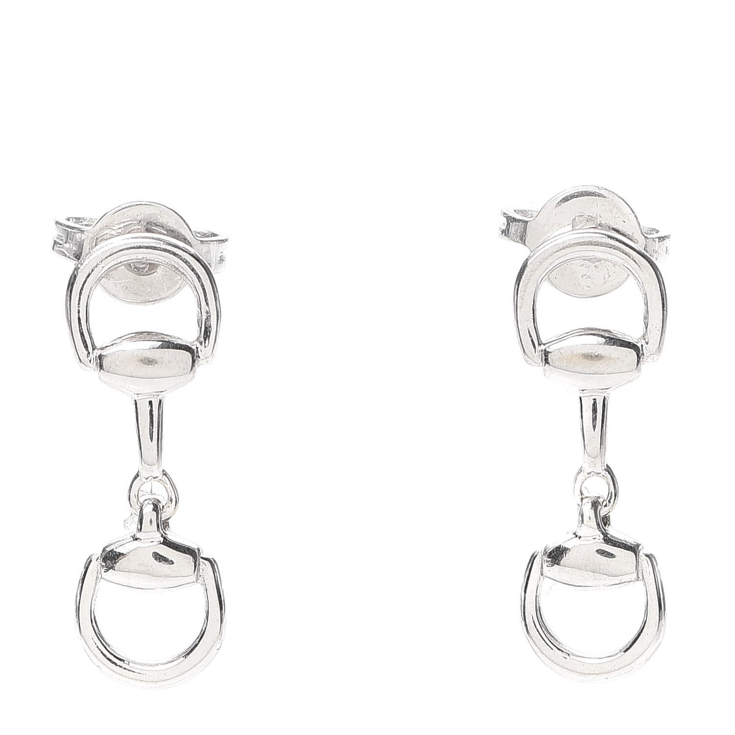 18K White Gold Horsebit Drop Earrings